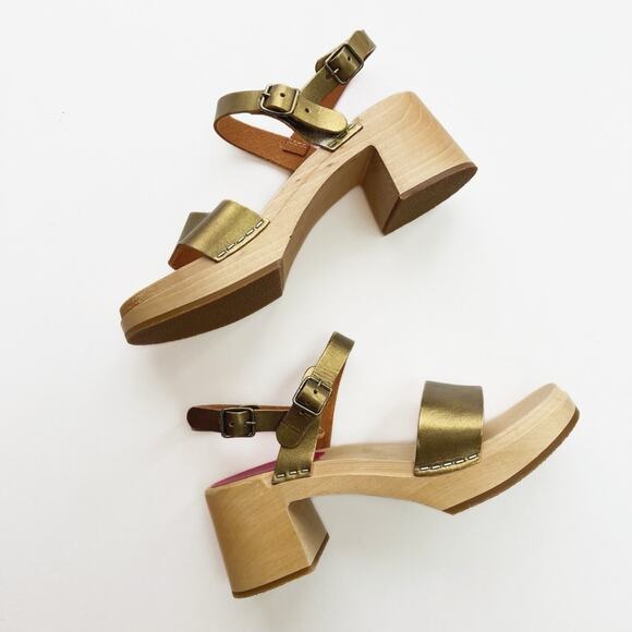 Swedish Hasbeens Gittan Clog Sandal Gold Metallic - Picture 7 of 11